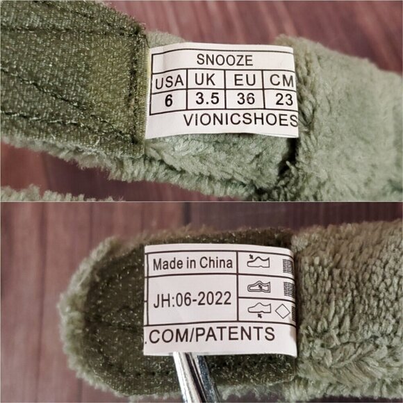Vionic Snooze Womens Size 6 Green Terrycloth Slip On Slippers Sandals Shoes - Picture 15 of 15